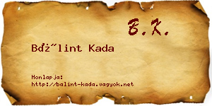 Bálint Kada névjegykártya